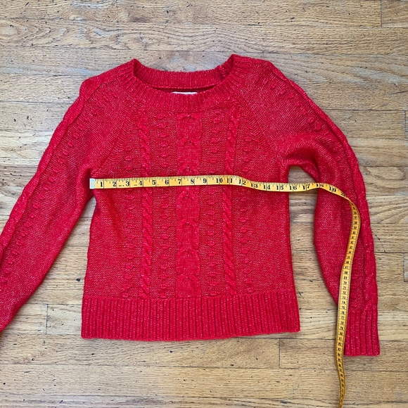 LOFT Red Cable Knit Sweater, Size S - Picture 9 of 13